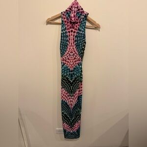 AFRM Serenity Mesh Open Back Sleeveless Turtleneck MIDI Dress (XS)